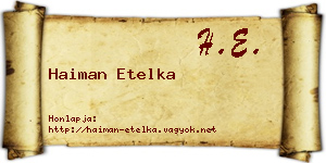 Haiman Etelka névjegykártya